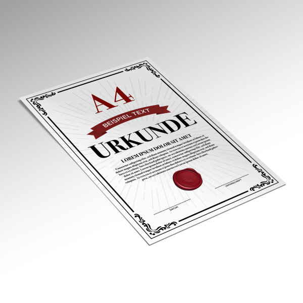 DIN A4 (210x297mm) Postkarte/Flyer/Urkunde o.ä. einseitig, 300g |